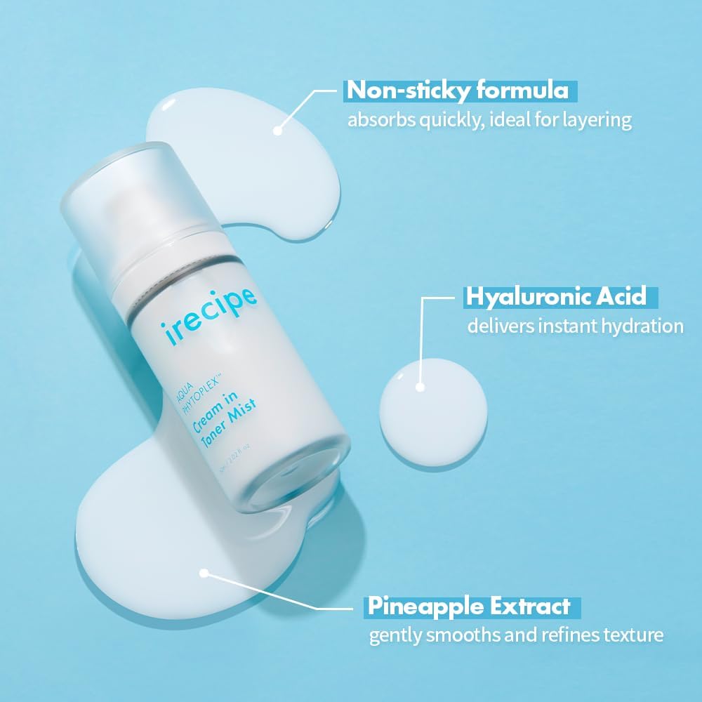 Aqua Phytoplex Cream in Toner Mist Long Lasting Deep Hydration, All-in-One Facial Mist for All Skin Type Unscented Clean Beauty, Vegan, Korean Skincare (60ml / 2.02 oz + 60ml Refill Pouch) (2)-FemmiqueWomen