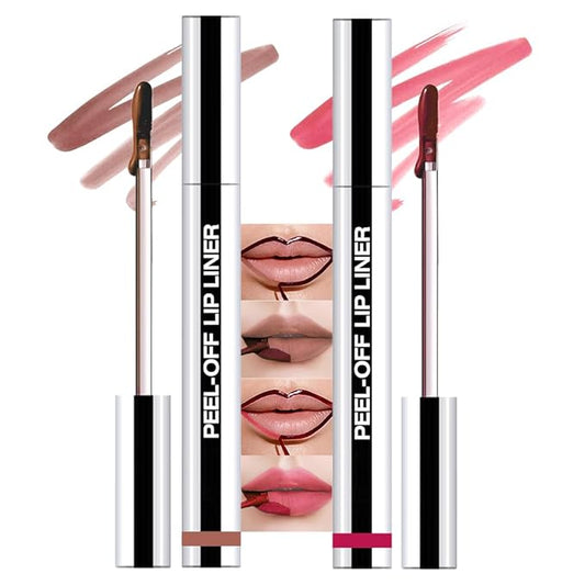 2 Pcs Matte Liquid Lip Stain Peel Off Lip Liner, Long Lasting Lip Tattoo, Waterproof & Transfer-Proof Lip Liner Peel Off Lip Gloss for All Skin Types. 0.12 fl oz #02+#06-FemmiqueWomen