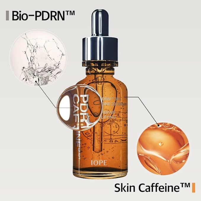 IOPE BIO-PDRN Caffeine Shot Serum | 38% Plant-Based Vegan PDRN & 20,000ppm Caffeine & Niacinamide in a Bottle, Plumping Skin, Intense Lifting and Firming, Korean Skincare, 1.01 Fl Oz-FemmiqueWomen