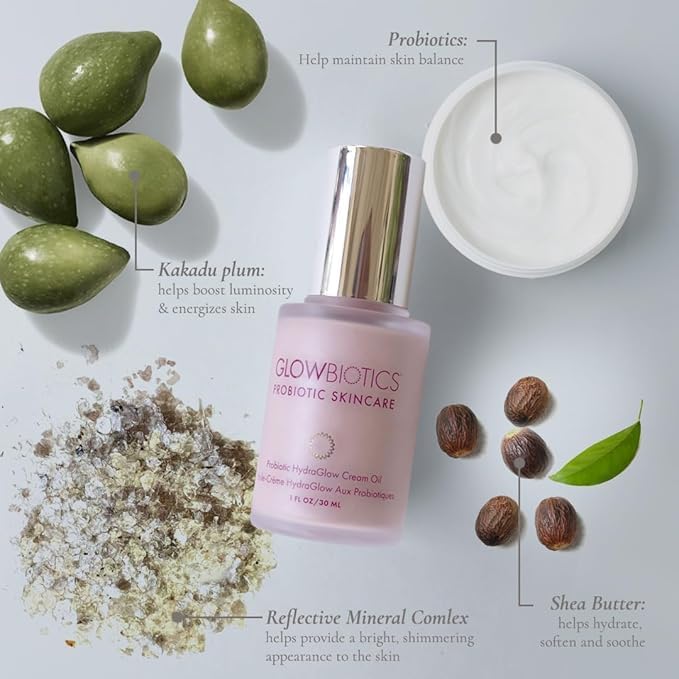 Glowbiotics Probiotic HydraGlow Illuminating Serum Pink: Hydrating Dew Drops for Radiant Skin, Illuminating Glow Enhancer with Hyaluronic Acid and Probiotics, 1 Fl Oz-FemmiqueWomen