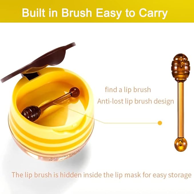2 Pack Nourishing Bee Lip Balm Honey Pot, Moisturizing Honey Lip Mask, Hydrating & Prevention Dry and Cracked Lip Scrubs Exfoliator Lip Sleeping Mask Reduces Lip Lines Lip Care Products-FemmiqueWomen