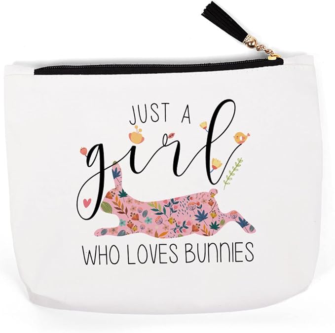 Bunny Gifts for Bunny Lovers, Bunny Stuff Merch Decor, Bunny Gifts for Women Women, Christmas Birthday for Bunny Lover Owners, Farmer, Breeder, Crazy Bunny Makeup Bag ?Just A Women Who Loves Bunnies