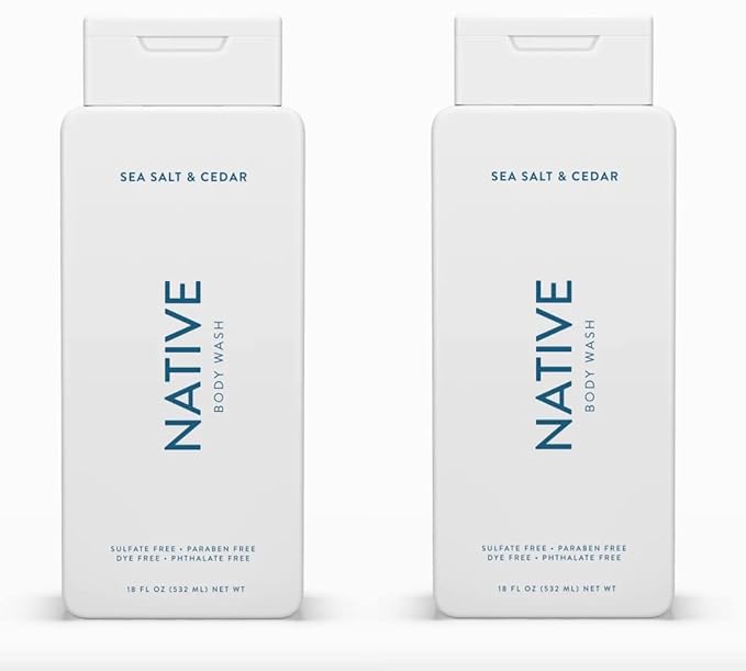 Native Body Wash Contains Naturally Derived Ingredients | For Women & Men, Sulfate, Paraben, & Dye Free Leaving Skin Soft and Hydrating | Sea Salt & Cedar 18 oz - 2 Pk-FemmiqueWomen
