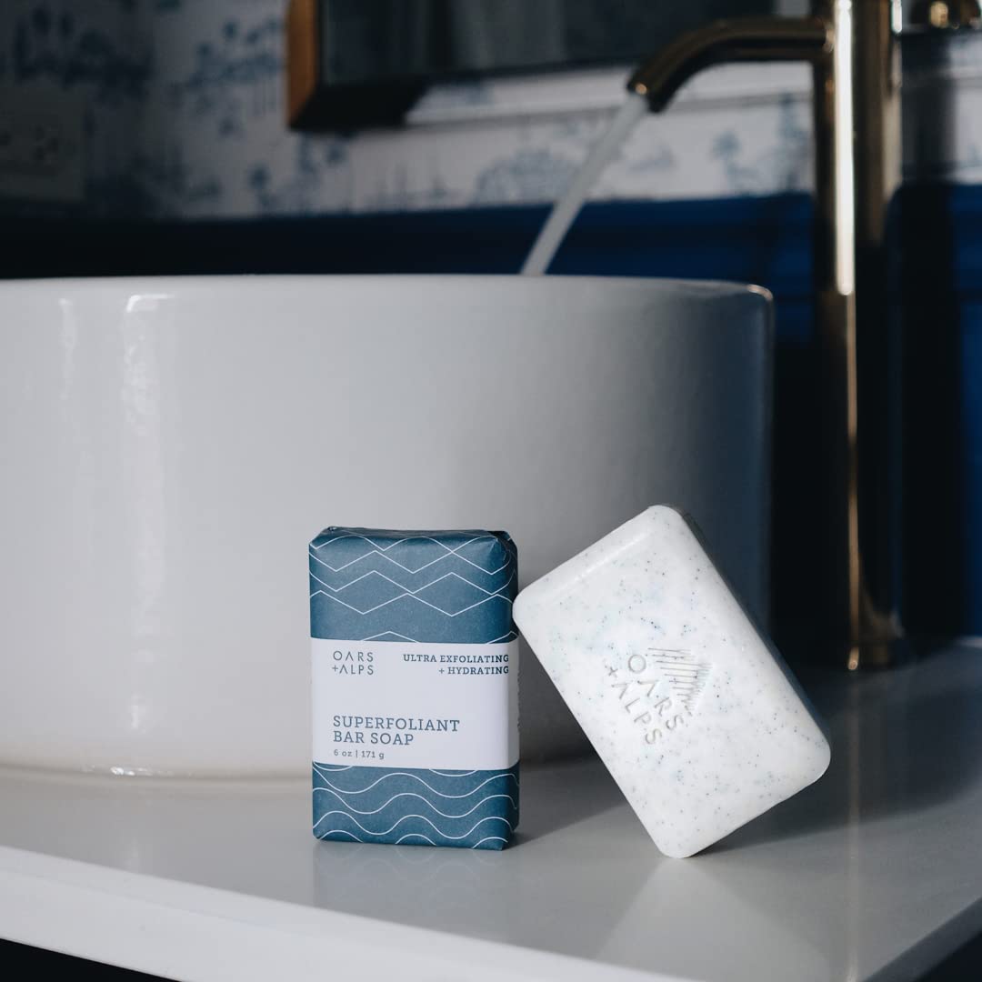 Oars + Alps Superfoliant Exfoliating Men's Bar Soap, Dermatologist Tested and Made with Clean Ingredients, Travel Size, 3 Pack, 6 Oz Each-FemmiqueWomen