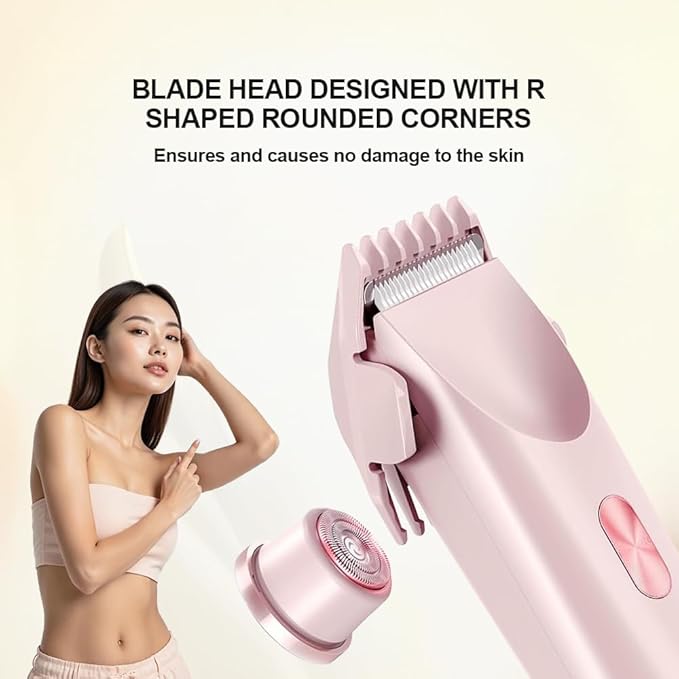 2 in 1 Womens Body Shaver,2025 Glow Aura Electric Razor, Dual Head Shaver Women, Electric Razor for Womens Legs, IPX7 Waterproof Wet & Dry Use Body Intimate Areas,Pink-FemmiqueWomen