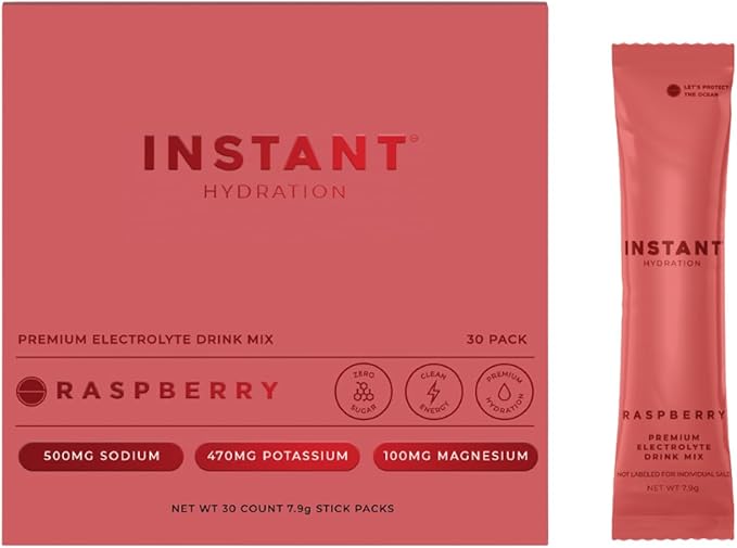 Instant Hydration Electrolytes Powder Packets - Raspberry Electrolyte Drink Mix - Zero Sugar - Keto, Vegan, Gluten-Free, Non-GMO - Boost Recovery, Brain Health, Muscle & Tissue Support- 30 Sticks-FemmiqueWomen