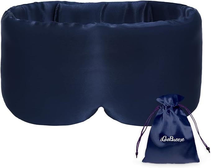 100% Handmade Bamboo Sleeping Eye Mask for Women for Men,Night Masks,Organic Sleep Mask,Blockout Eye Mask for Sleeping,Large Size Adjustable (Navy Blue)-FemmiqueWomen