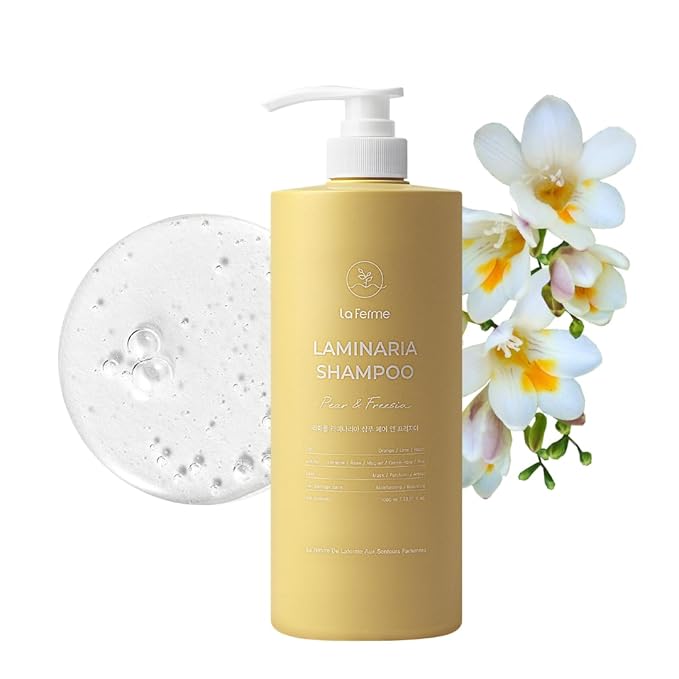 laferme Laminaria Shampoo with Organic Ingredient, Korean Clarifying Shampoo, Hydrating for Dry Hair, Strengthening for Weak Hair, Sulfate & Paraben-Free, for Women & Men, 33.8 FL OZ, Pear & Freesia-FemmiqueWomen