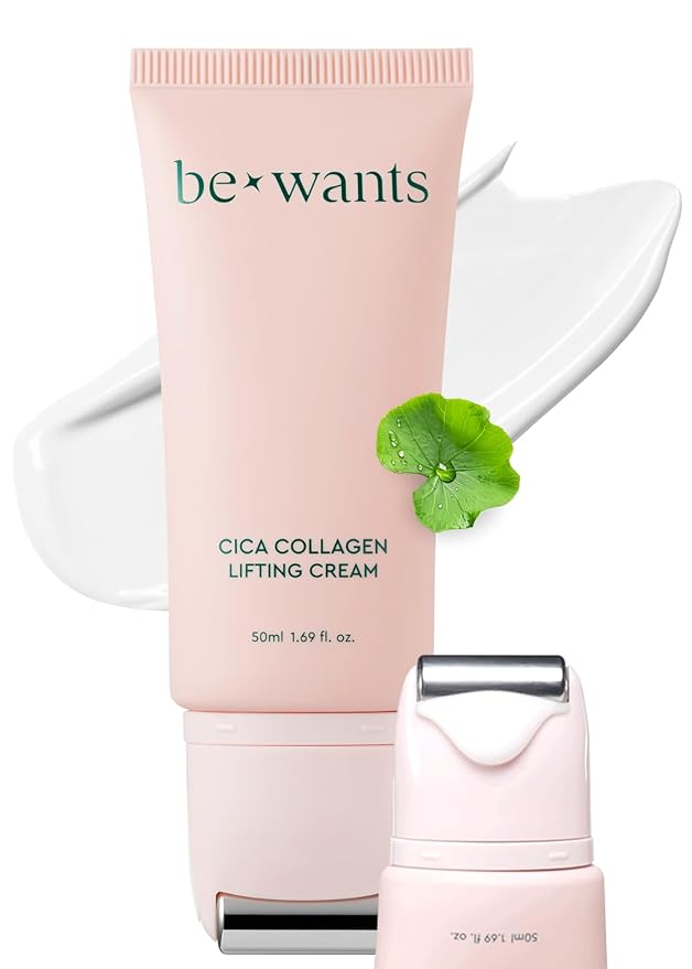 Bewants gua sha neck cream roller, korean neck cream with massage roller, rapid lift neck serum roll on, moisturizer for tightening skin with centella asiatica (1 Pack)-FemmiqueWomen