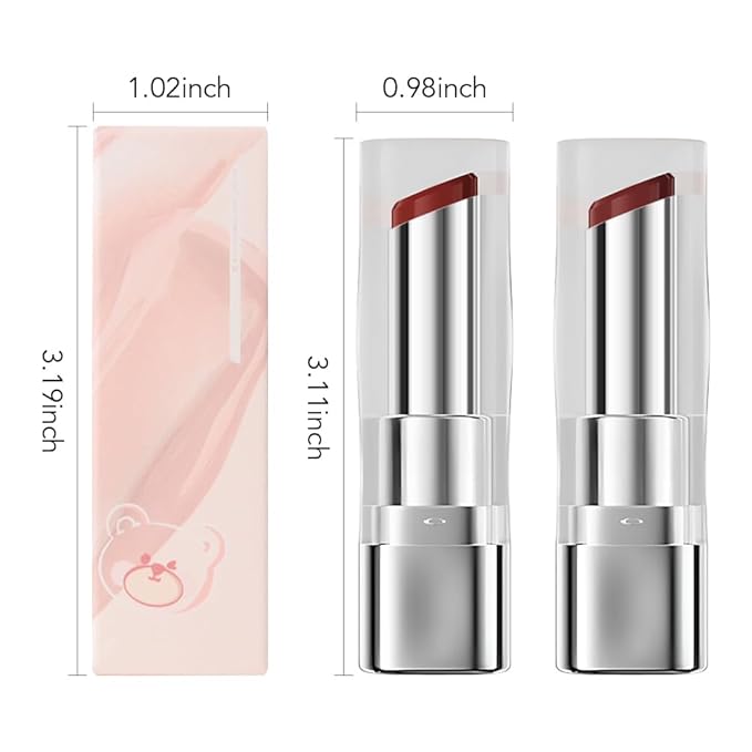 2Pcs Tinted Lip Balm Moisturizing Lipstick – Warm Orange Brown & Deep Rose Color Bean Paste Sheer Hydrating Lip Color for Dry Lips Nourishing Lip Balm for All Women with a Subtle Natural Scent-FemmiqueWomen