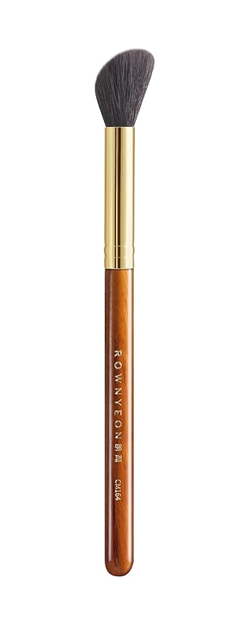 Desert Oak Series Angled Blush Brush - Soft Goat Hair Bristles for Powder/Cream Blush & Bronzer, Ergonomic Ebana Handle & Brass Ferrule, Beginner to Pro (CM 164)-FemmiqueWomen