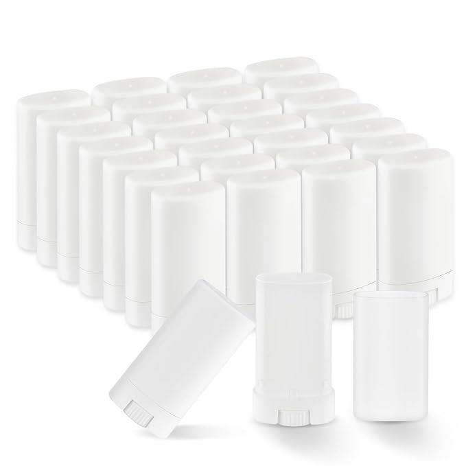 30 Pieces 15g/0.5oz White Oval Plastic Lip Balm Tubes,Empty Deodorant Bottles,Twist-Up Chap Stick Storage Containers for DIY Homemade Sunscreen Bar,Moisturizing Stick,Crayon-FemmiqueWomen