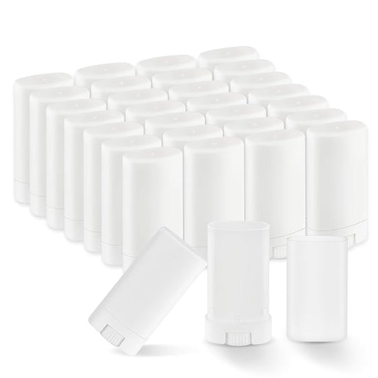 30 Pieces 15g/0.5oz White Oval Plastic Lip Balm Tubes,Empty Deodorant Bottles,Twist-Up Chap Stick Storage Containers for DIY Homemade Sunscreen Bar,Moisturizing Stick,Crayon-FemmiqueWomen