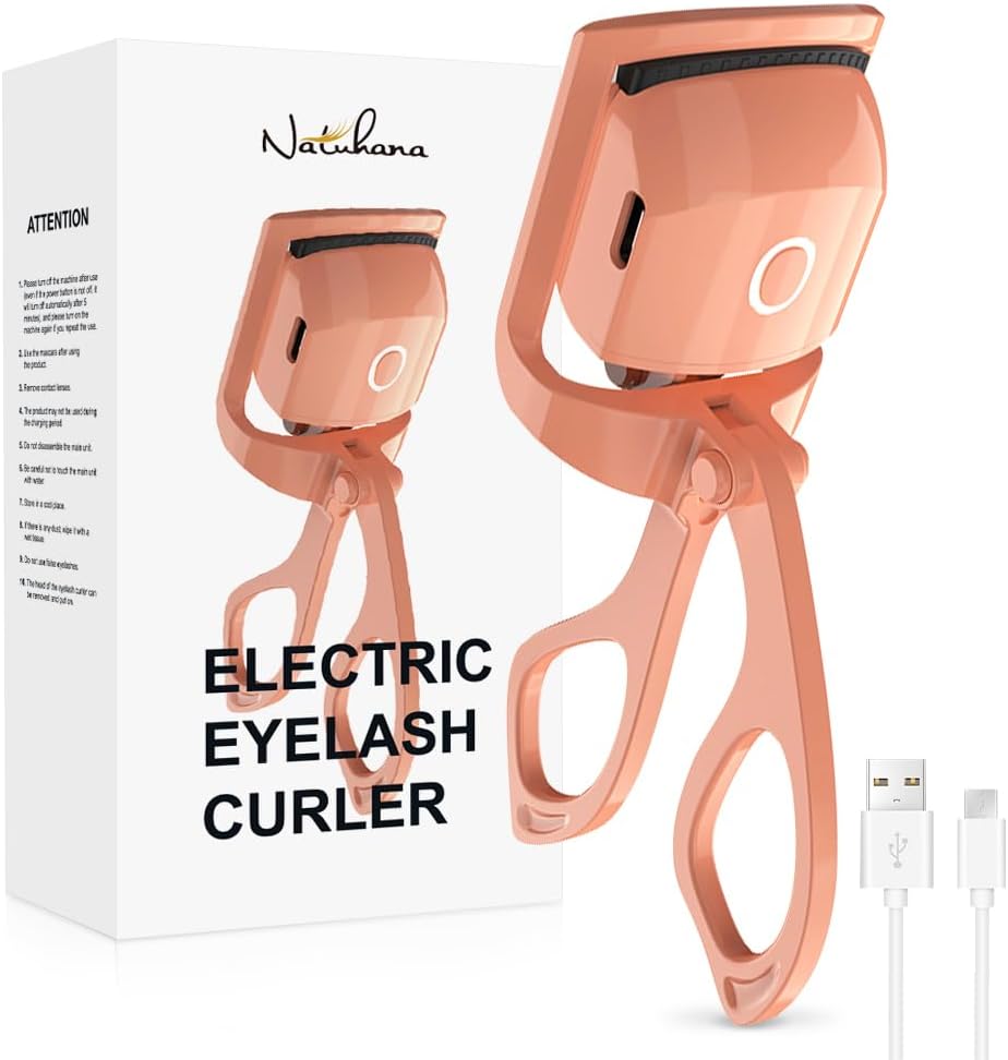 Heated Eyelash Curler with USB,Fast Heat up & 24H Long-Lasting,Rechargeable Electric Lash Curlers,Temperature Control,Safe Anti-Burn Quick Natural Curling Eye Lashes,Orange-FemmiqueWomen