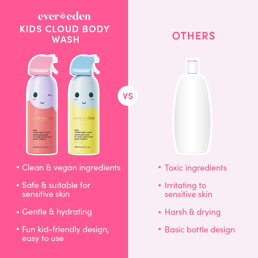 Evereden Kids Foam Soap, Cloud Body Wash (6.7 fl. oz., Coconut Splash): Spray, Shape & Splash: The Fun, Fluffy Foam That Makes Bath Time Playtime, Hydrating Foaming Bath Soap for Sensitive Skin-FemmiqueWomen
