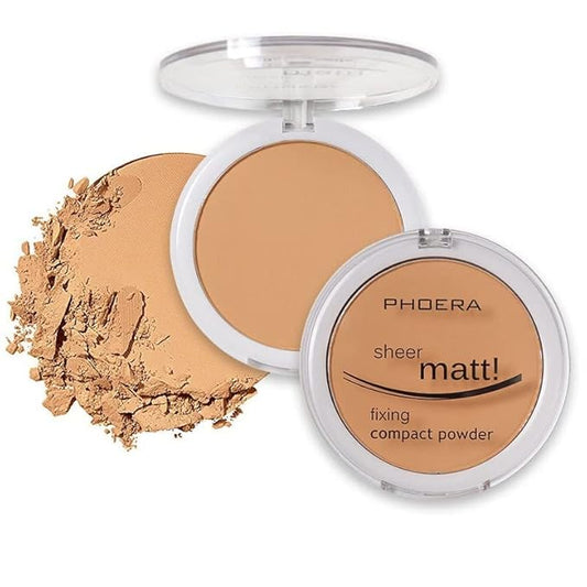 2 Pack Matte Face Powder, Control Oil Brighten Skin Color Cover Blemish Makeup Face Setting Setting Powder Foundation。205# Golden Beig-FemmiqueWomen