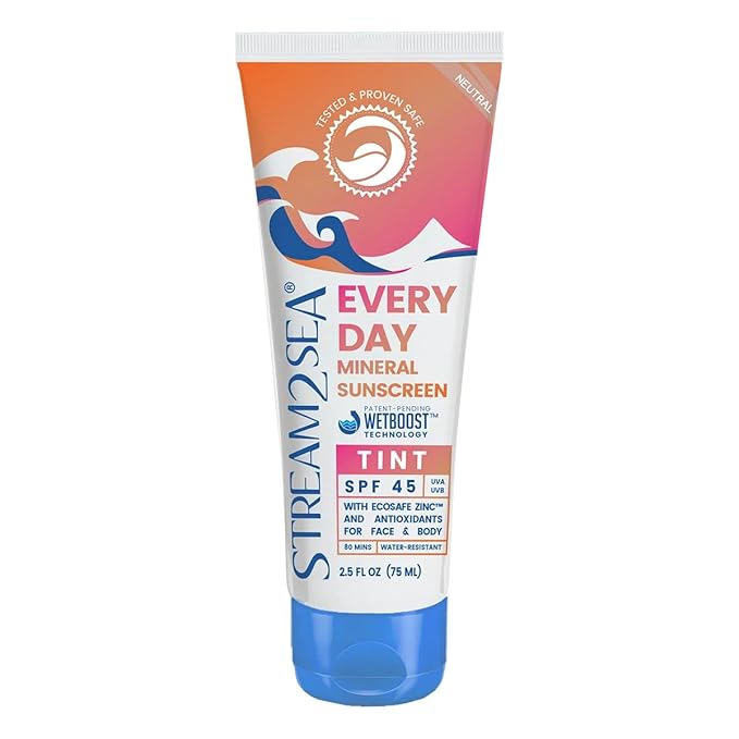 SPF 45 Every Day Tint Mineral Sunscreen | 2.5 Fl Oz Biodegradable, Paraben Free & Reef Safe | Non-Greasy Tinted Sunscreen For Face & Body Protection Against UVA & UVB-FemmiqueWomen