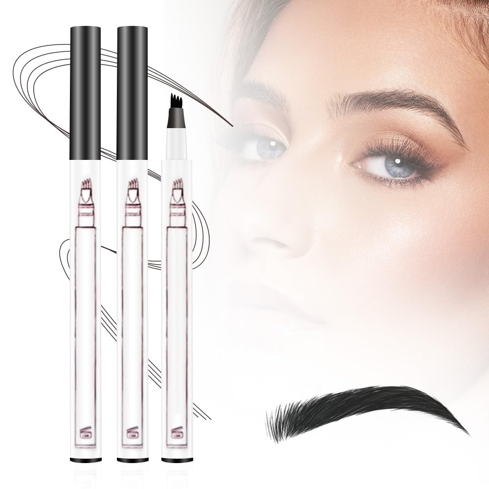 2025 Upgrade Waterproof Brow Pencil with Micro-Fork Tip,3D Magic Eyebrow Pencil 4-Head Split Waterproof Long-lasting Eyebrow Pencil,Natural Makeup Fine Stroke Eyebrow Tattoo Pencils (Black)-FemmiqueWomen