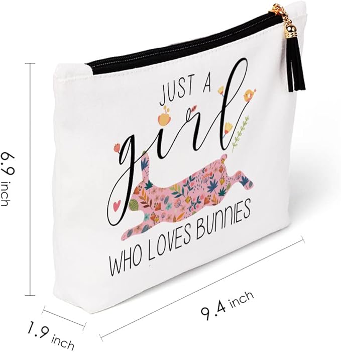 Bunny Gifts for Bunny Lovers, Bunny Stuff Merch Decor, Bunny Gifts for Women Women, Christmas Birthday for Bunny Lover Owners, Farmer, Breeder, Crazy Bunny Makeup Bag ?Just A Women Who Loves Bunnies