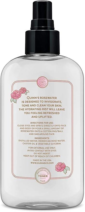 Quinn’s Rose Water - Hydrating Facial Toner Spray, Rosewater for Hair, Skin & Face Mist, 8 Ounce-FemmiqueWomen
