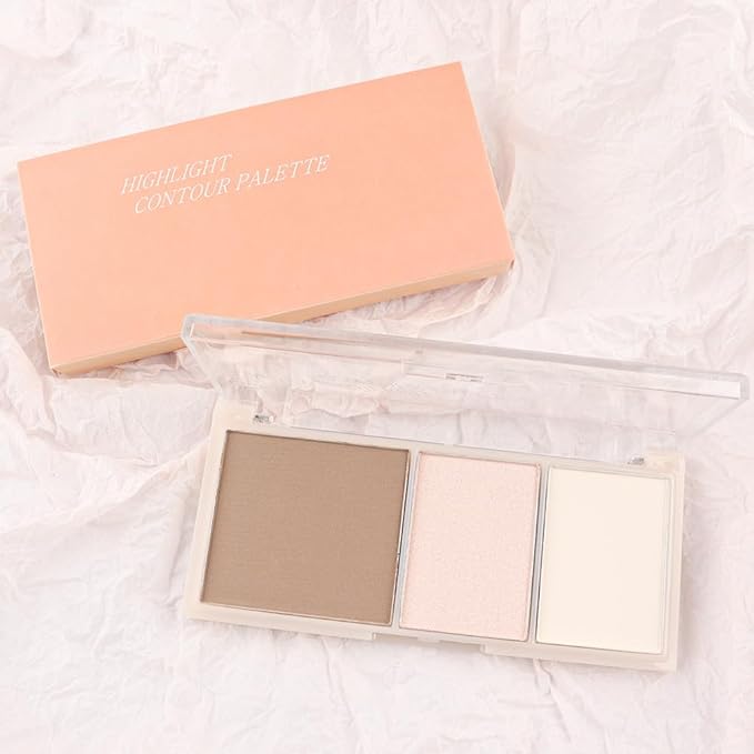 3 IN 1 Brown Nude Face Highlight Bronzer Powder Palette for Face Cheeks Contour Brightening, Buildable Matte Coverage Natural Makeup,Ultra Sculpt Nose Shadow Eyeshadow Primer 03#-FemmiqueWomen