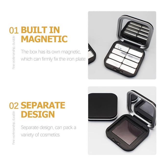 2pcs Empty Magnetic Eyeshadow Palette, Small Makeup Palette Lipstick Compact Containers Cosmetic Sample Storage Cases Magnetic Pallete for Makeup-FemmiqueWomen