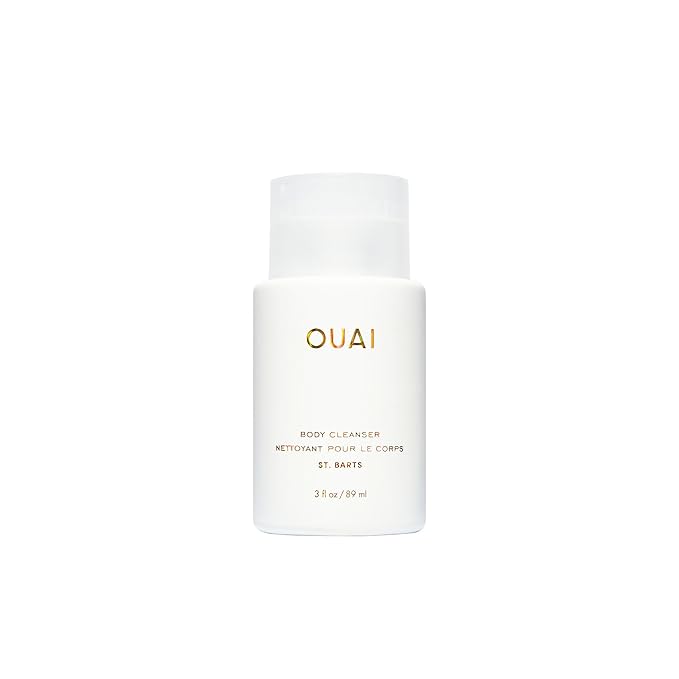 OUAI Body Cleanser, St. Barts Travel Size - Foaming Body Wash with Jojoba Oil & Rosehip Oil to Hydrate, Balance & Soften Skin - Paraben, Phthalate & Sulfate Free Skin Care Products (3 fl oz)-FemmiqueWomen