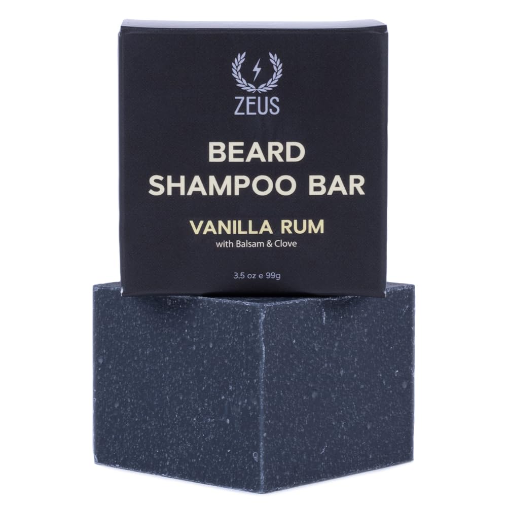 ZEUS Beard Wash Bar for Men, All-Natural Hydrating Shampoo, Skin-Clarifying Soap & Beard Care Cleanser with Natural Ingredients, Anti-Itch & Gentle on Skin (Made in USA) Vanilla Rum-FemmiqueWomen