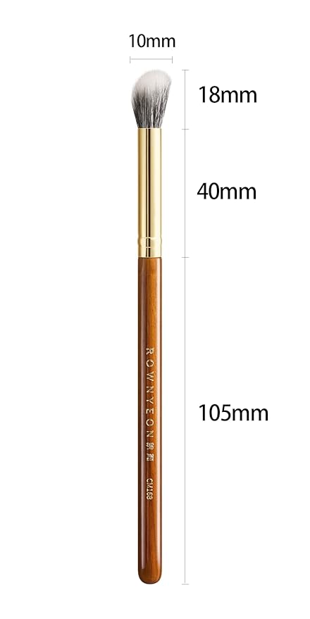 Desert Oak Series Stippling Brush - Dual-Length White & Gray LambsGoat Hair Bristles, Sloped Edge for Cream/Powder Perfection, Ebana Handle & Brass Ferrule (CM 168)-FemmiqueWomen