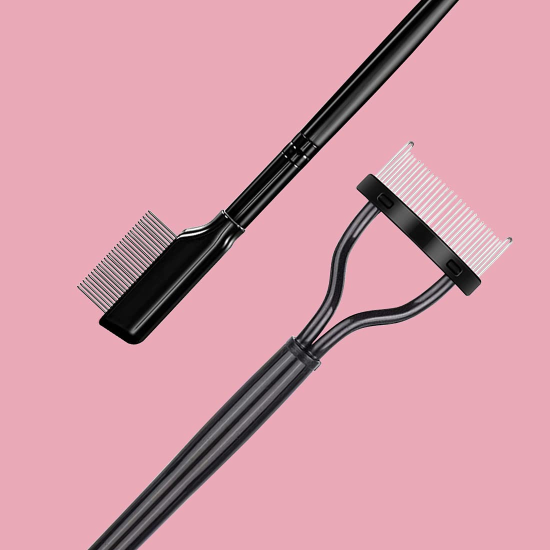 2Pcs Eyelash Separator, Eyelash Comb Lash Brush Separator, Lash Comb Eyelashes Curler Makeup Mascara Applicator, Eye Makeup Brush Tools, Metal Teeth Eyelashes Grooming Tool-FemmiqueWomen