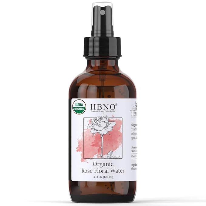 HBNO California Bottled Organic Rose Water for Face 4 fl oz (120ml) - USDA Certified Organic Rose Water Spray for Cleansing- Pure Rosewater for Hair - Rosewater Face Mist-FemmiqueWomen