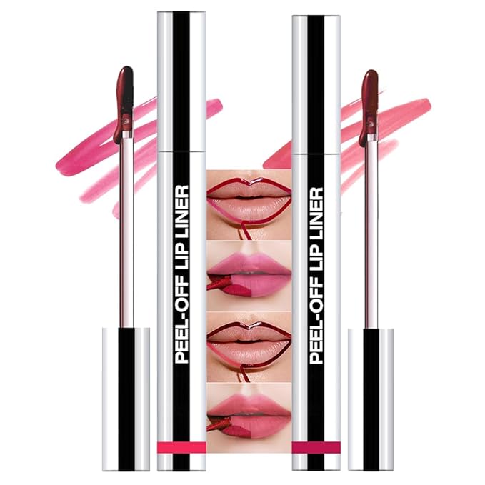 2 Pcs Matte Liquid Lip Stain Peel Off Lip Liner, Long Lasting Lip Tattoo, Waterproof & Transfer-Proof Lip Liner Peel Off Lip Gloss for All Skin Types. 0.12 fl oz #00+#06-FemmiqueWomen