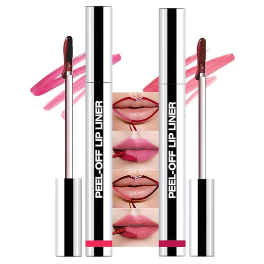 2 Pcs Matte Liquid Lip Stain Peel Off Lip Liner, Long Lasting Lip Tattoo, Waterproof & Transfer-Proof Lip Liner Peel Off Lip Gloss for All Skin Types. 0.12 fl oz #00+#06-FemmiqueWomen