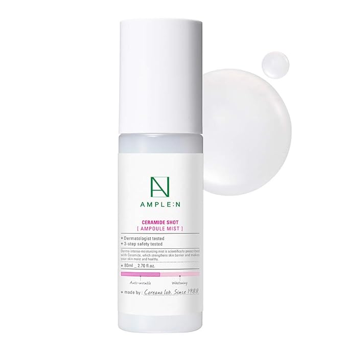 CORÉANA AMPLE:N Ceramide Shot Ampoule Mist - Hydrating Face Spray to Strengthen Skin Barrier – Moisturizing and Skin Repairing Face Ampoule Mist to Restore Vitality, 2.7 fl.oz.-FemmiqueWomen