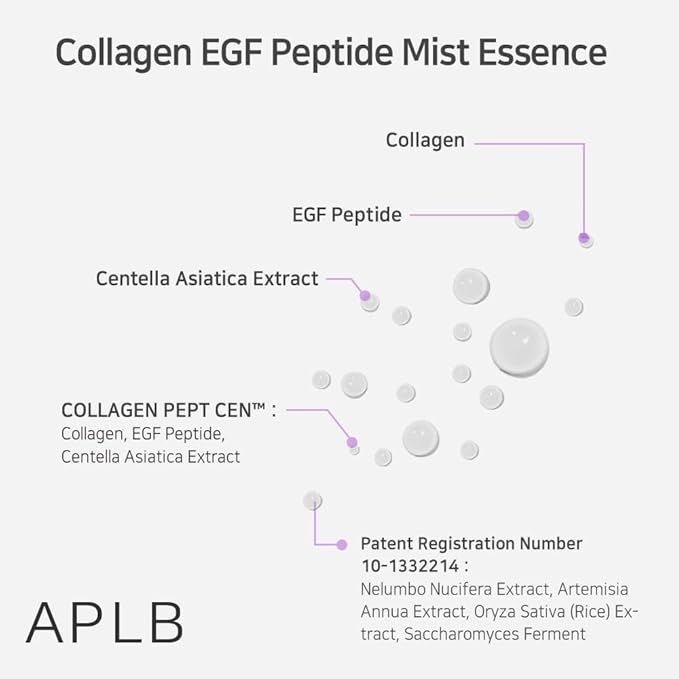APLB Collagen EGF Peptide Mist Essence | COLLAGEN PEPT CEN™ 27.2% 3.55 FL.OZ/Korean Skincare, Elasticity care, Replenishing moisture, Revitalize for gentle and improve skin texture-FemmiqueWomen