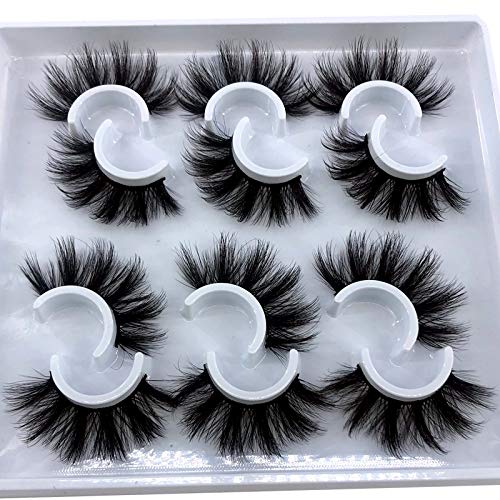 HBZGTLAD 6 Pairs Fluffy False Eyelashes Natural Faux Mink Strip 3D Lashes Pack (MDF-12)-FemmiqueWomen