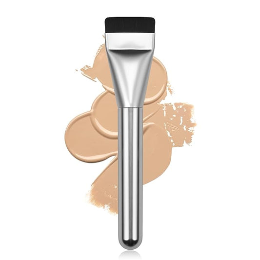 Flat Foundation Brush,Korean Makeup Brush Spatula Facial Brush for Liquid Foundation,Premium Face Makeup Brush for Blending Cream (Silver)-FemmiqueWomen