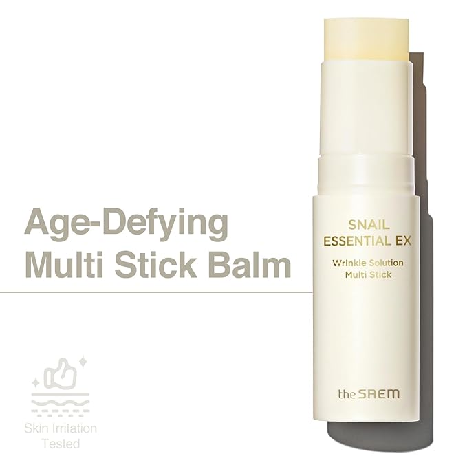 THESAEM Snail Essential EX Wrinkle Solution Multi-Purpose Balm Stick – Anti Aging & Moisturizing – Face & Eye Treatment – With Snail Collagen & Honey for Moist Glow, 0.4oz. 2 Pack-FemmiqueWomen