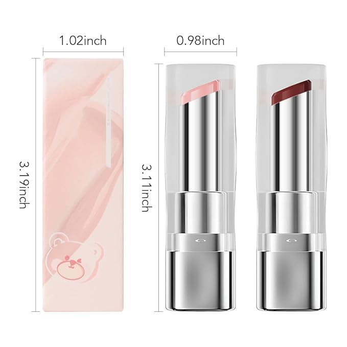 2Pcs Tinted Lip Balm Moisturizing Lipstick – Deep Rose Colored Bean paste & Soft Pale Pink Sheer Hydrating Lip Color for Dry Lips – Nourishing Lip Balm for All Women with a Subtle Natural Scent-FemmiqueWomen