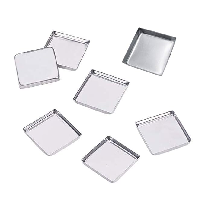 30 Pieces Empty Square Metal Tin Palette Pans Empty Square Metal Pans Cosmetic Eyeshadow Pans for Eyeshadow Palette Magnetic Makeup Palette, 26mm Wide 3.5mm Height-FemmiqueWomen