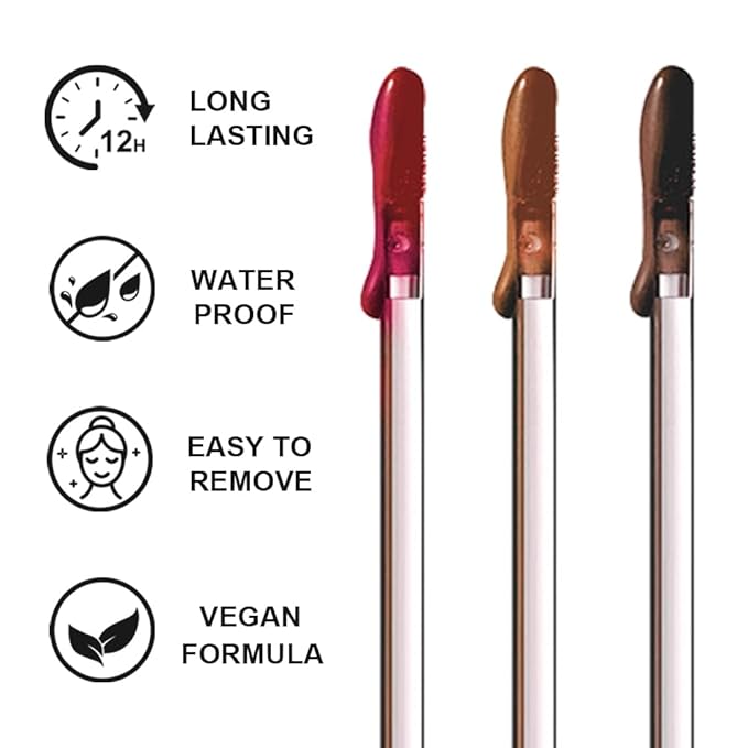 3 Colors Peel Off Lip Liner Stain with Tweezer, Long Lasting Waterproof Lip Tint Stains Makeup Set with Matte Finish for Women, Natural Look, Easy to Use, for All Skin Types (#015, M)-FemmiqueWomen