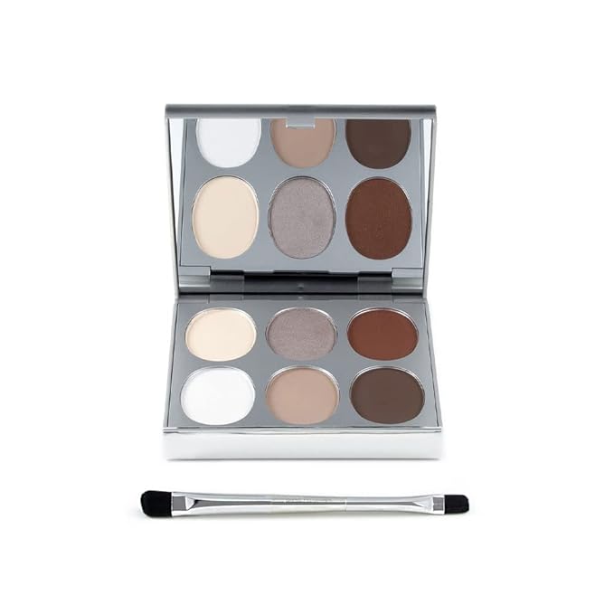 Jerome Alexander New Again Eyeshadow Palette & Brush, 6 Buildable & Blendable Micronized Powder Shades (Bright Definition)-FemmiqueWomen