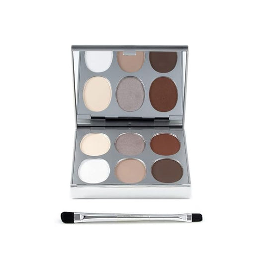 Jerome Alexander New Again Eyeshadow Palette & Brush, 6 Buildable & Blendable Micronized Powder Shades (Bright Definition)-FemmiqueWomen