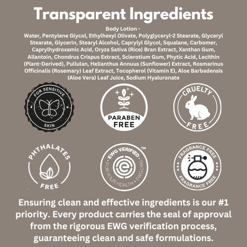 Body Lotion for Men – EWG Verified, Ultra Hydrating, Non-Toxic, Fast-Absorbing, Fragrance-Free, Unscented, Paraben-Free, Sulfate-Free, Daily body lotion for Dry Skin & Sensitive Skin, 12oz-FemmiqueWomen