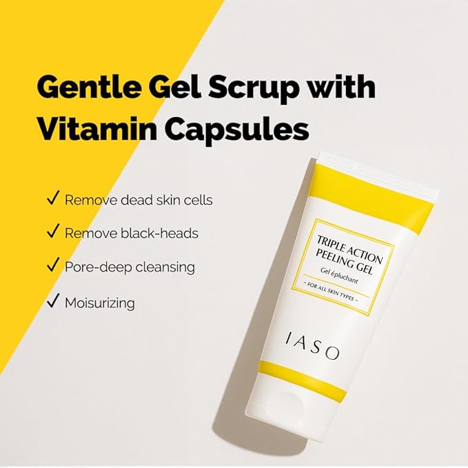 IASO Triple Action White Peeling Gel | Exfoliating Gel for Face, eep Pore Cleanse, Tone-Up Effect & Smoother Skin Texture, Korean Skin Care, 5.07 oz-FemmiqueWomen