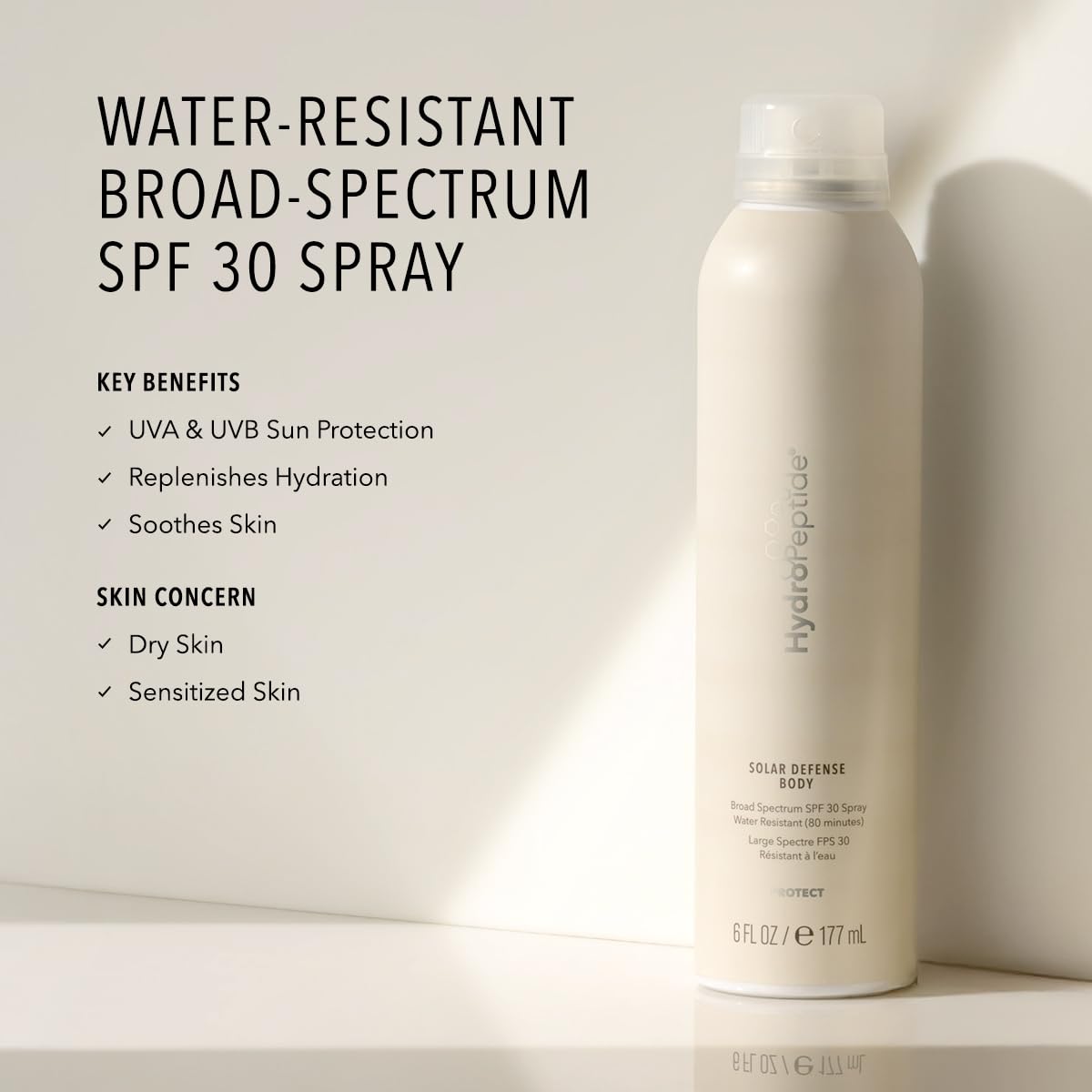 HydroPeptide Solar Defense Body SPF 40, Broad Spectrum, Water Resistant Sunscreen, Hydrates and Soothes, 6 Ounce-FemmiqueWomen