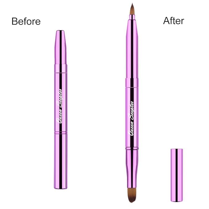 Cosmetic Brushes Lip Eye Double Sided Makeup Brush with Cap for Travel Retractable Lip Brush Eyebrow Brush Concealer Brush For Lipstick Portable Purple-FemmiqueWomen