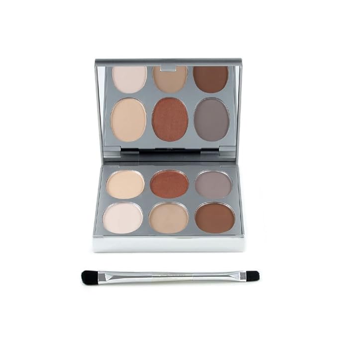 Jerome Alexander New Again Eyeshadow Palette & Brush, 6 Buildable & Blendable Micronized Powder Shades (Basic Choice)-FemmiqueWomen