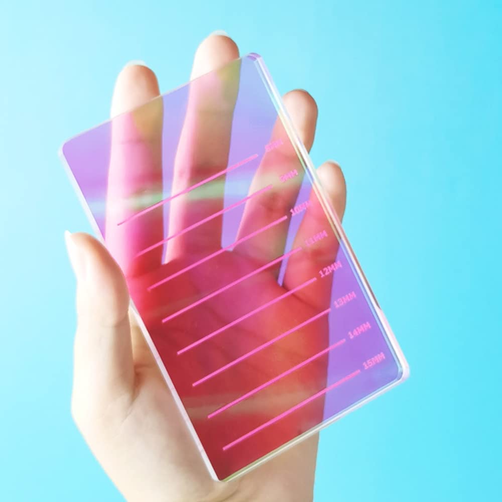 Grafting False Eyelash Acrylic Extension Pallet, Eyelash Extension Glue Tweezers Plate Pad Makeup Palette Individual Training Tools (Dazzling 4.72x2.95inch)-FemmiqueWomen