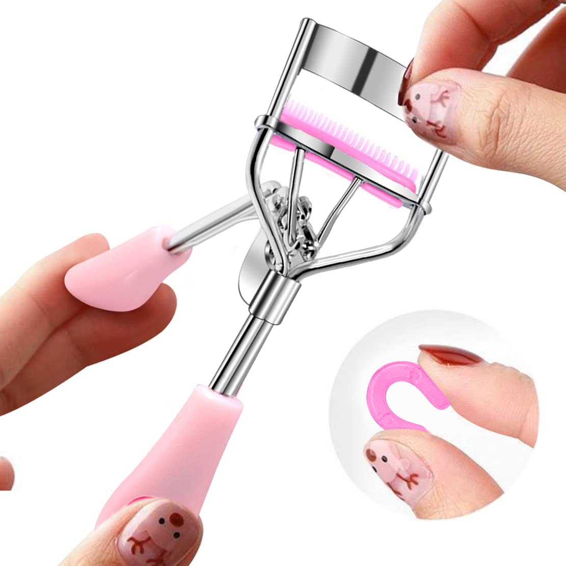 Eyelash Curler Stainless Steel with Brush Mascara Muffle False Eyelashes Accessory Best Professional Tool for Lashes Curls Pinkiou-FemmiqueWomen